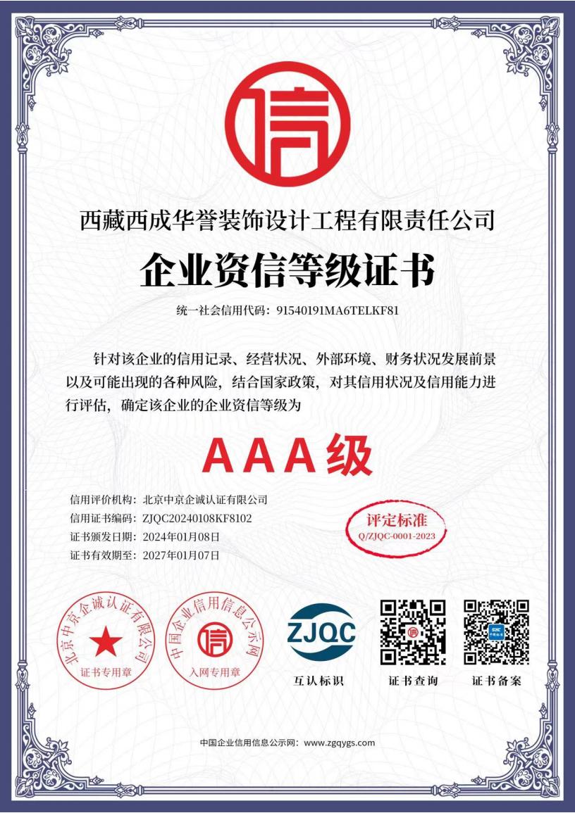 企业资信等级证书
